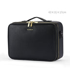 Trousse de Toilette en Cuir Grande Capacité Portable Trousse de Maquillage pour Maquilleur