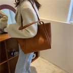 Sacs fourre-tout décontractés de grande capacité pour femmes, sac à bandoulière de shopping de couleur unie avec portefeuille, sac à main pour dames