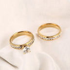 Alliances en or Bague de fiançailles en acier inoxydable pour femmes