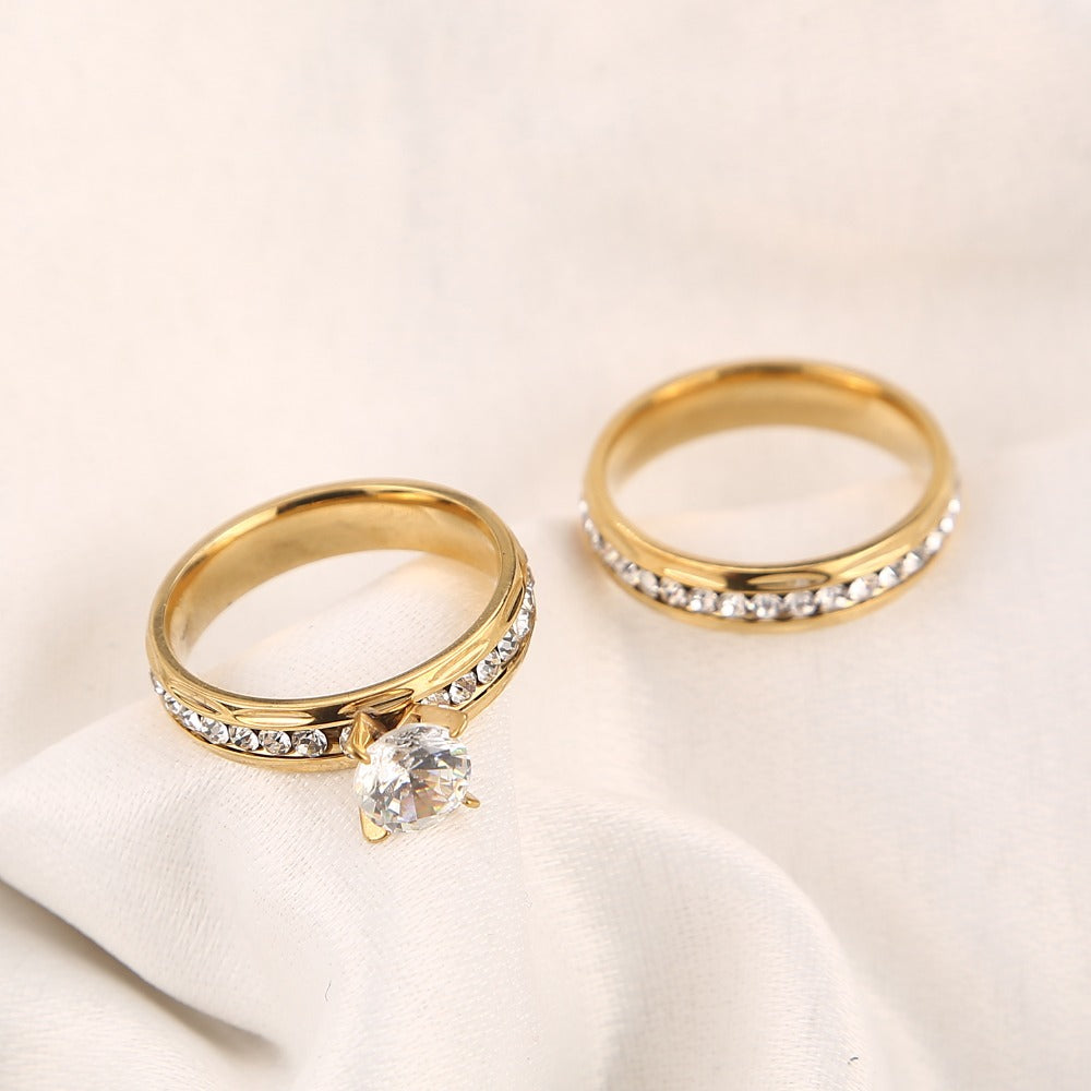 Alliances en or Bague de fiançailles en acier inoxydable pour femmes