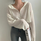 Manteau pull de couleur unie à la mode pour femme
