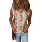 Gilet en tricot brodé floral mode pour femmes Nouveau gilet sans manches rétro Niche pour femmes