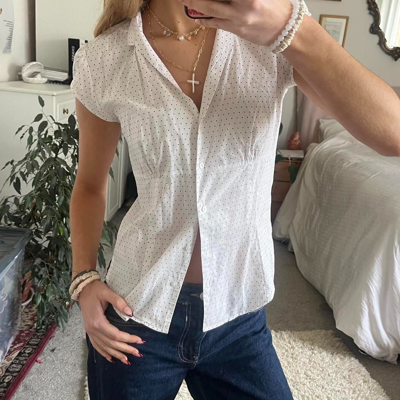 Chemise à carreaux rouge et blanche à manches courtes pour femme