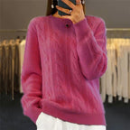 Chandail pull en tricot torsadé rétro à la mode pour femme