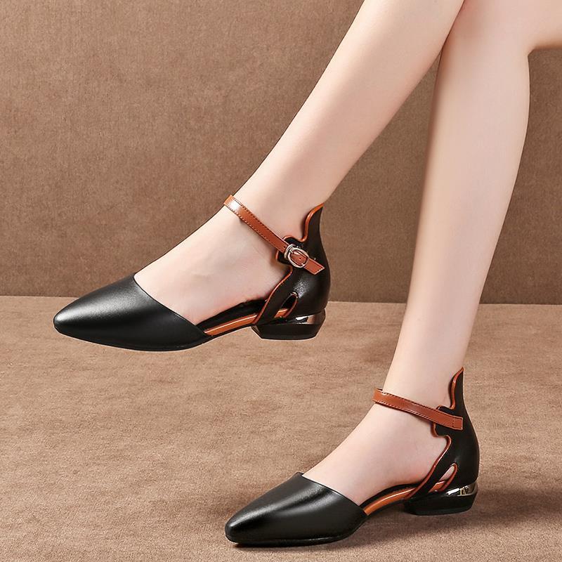 Sandales à talons épais pour femme, à boucle, grande taille
