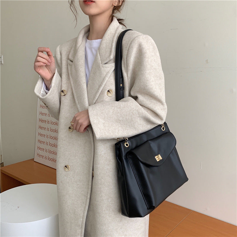 Version coréenne de la mode, grande capacité, simple, rétro, sauvage, un sac à bandoulière, diagonale, grand sac pour femmes