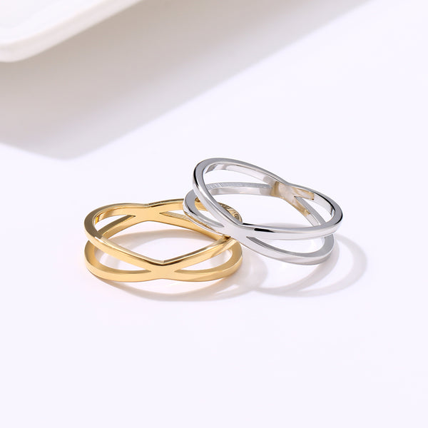 Bague Bohème Vintage Croisée en Or pour Femme Mariage