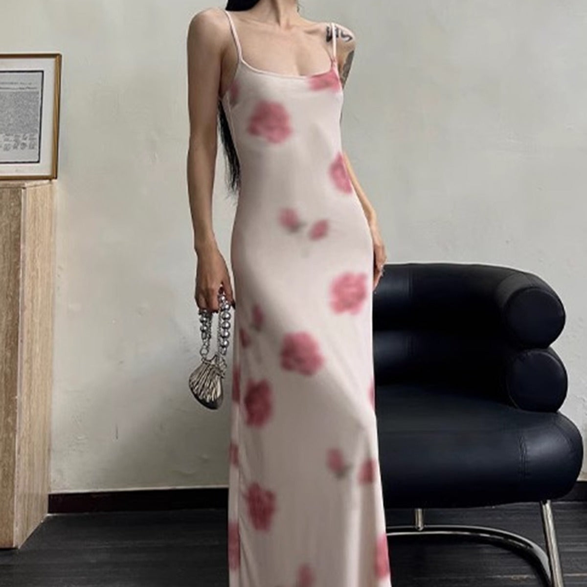 Printed Stretch Mesh Camisole Dress Women