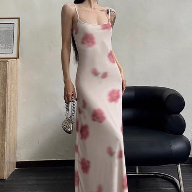 Robe camisole en maille extensible imprimée pour femme Main Image