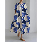 Robe Mode Courte Ample à Col Rond et Imprimé Fantaisie