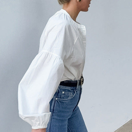 Chemisier ample col rond haut de gamme femme Main Image