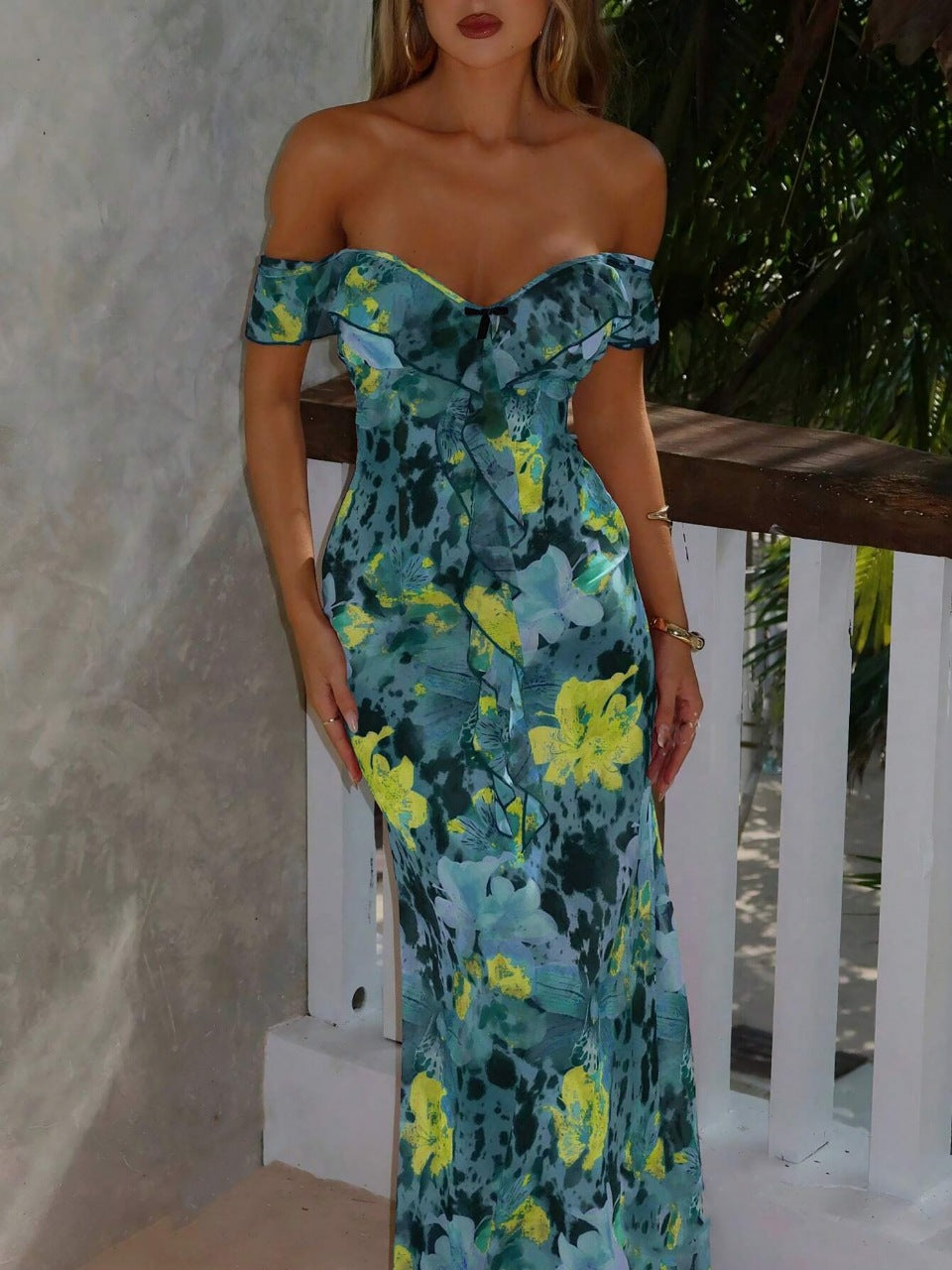 Robe imprimée à taille mi-haute tendance pour femmes