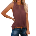 Gilet à col en V de couleur unie avec boucle et design élégant à la mode pour femme