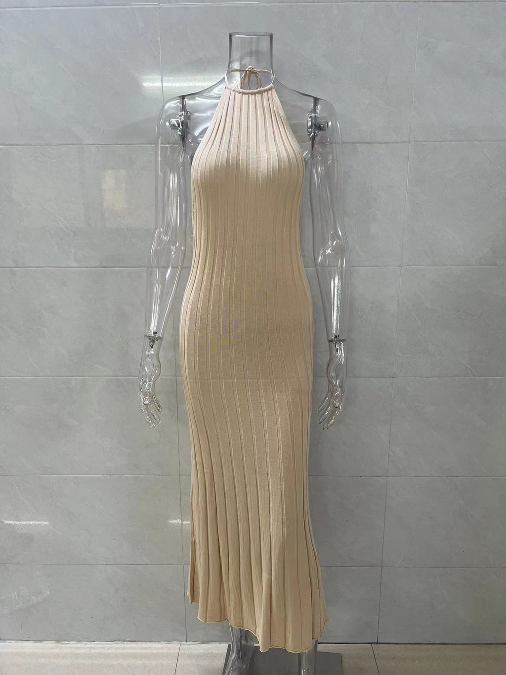 Robe plissée en tricot américain d'été pour femme