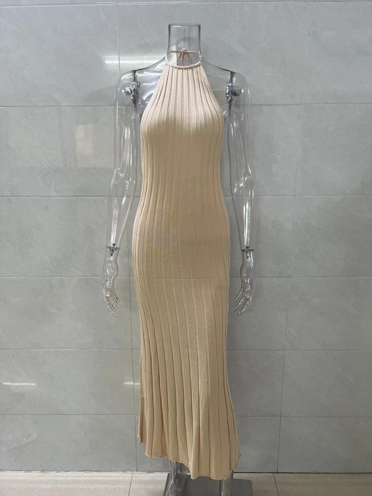 Robe plissée en tricot américain d'été pour femme