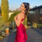 Robe en satin pour femme, coupe ajustée, style personnalisé