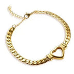 Collier et bracelet personnalisés « Chaîne d'amour » pour femme en acier inoxydable, bijou de clavicule inaltérable