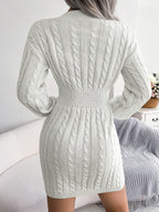 Robe en tricot à manches longues et col en V de couleur unie, style mode, cintrée, robe de hanche, vêtements pour femmes