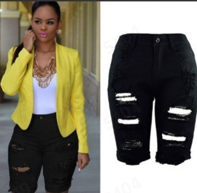 Short en jean taille haute déchiré pour femmes