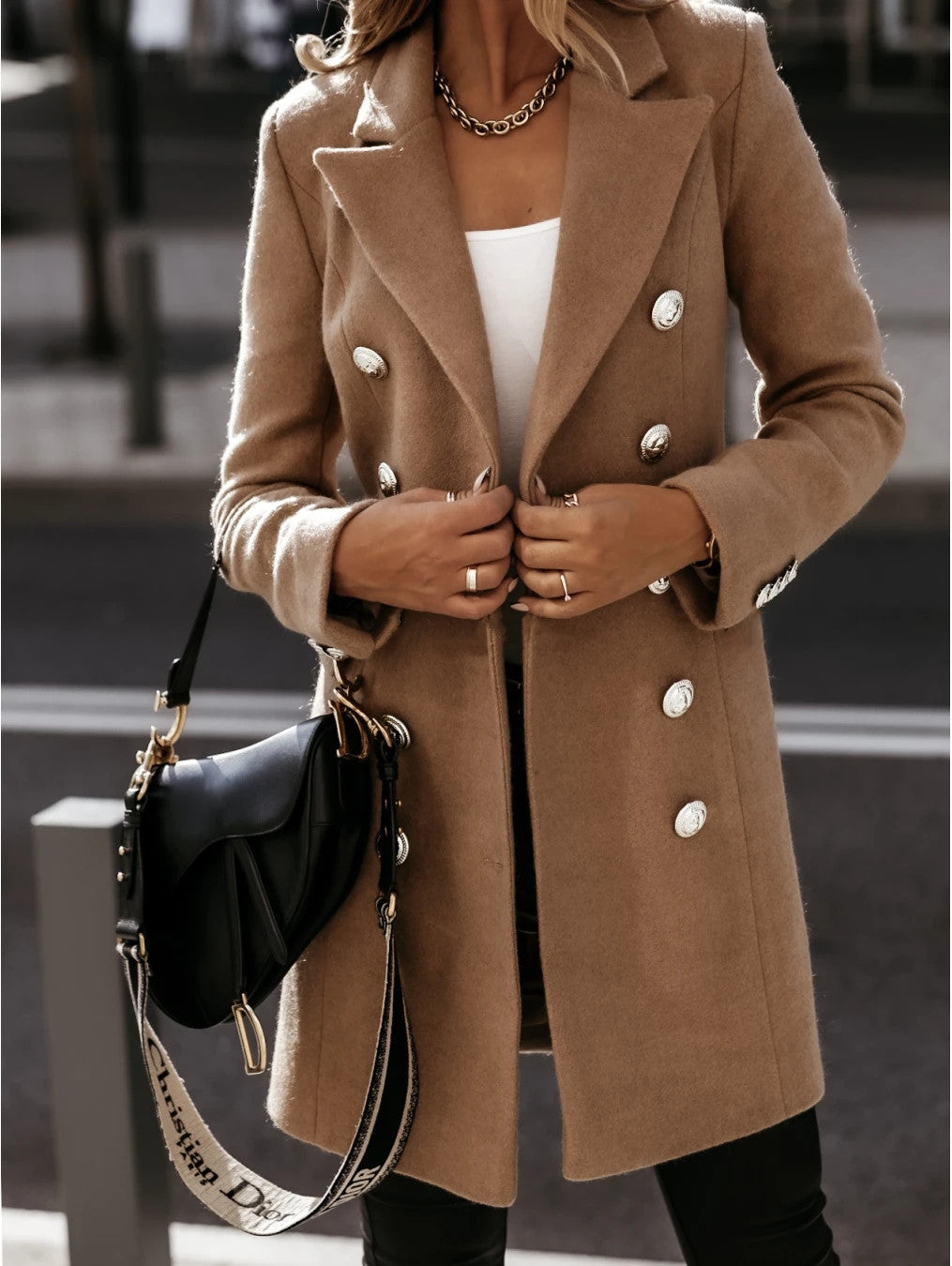 Manteau Nizi croisé à col blazer et manches longues