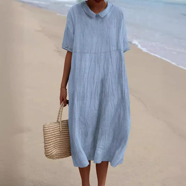 Robe Blouse Grande Taille Femme avec Poches et Manches Courtes Hover Image