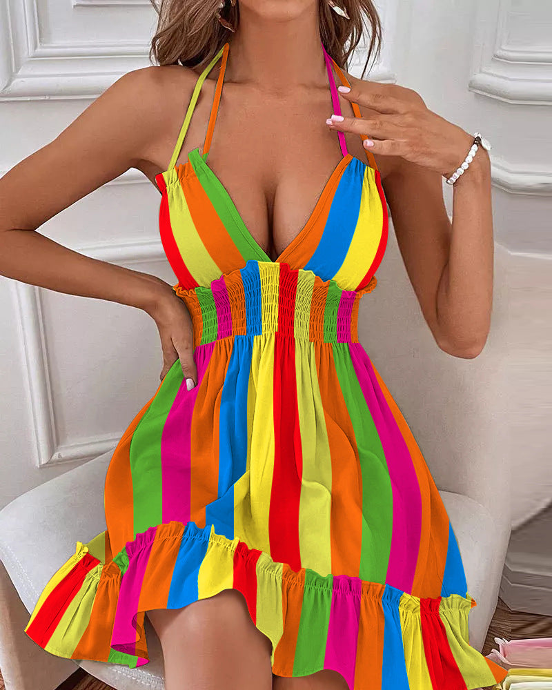 Robe décontractée à bretelles et imprimé floral, très prisée