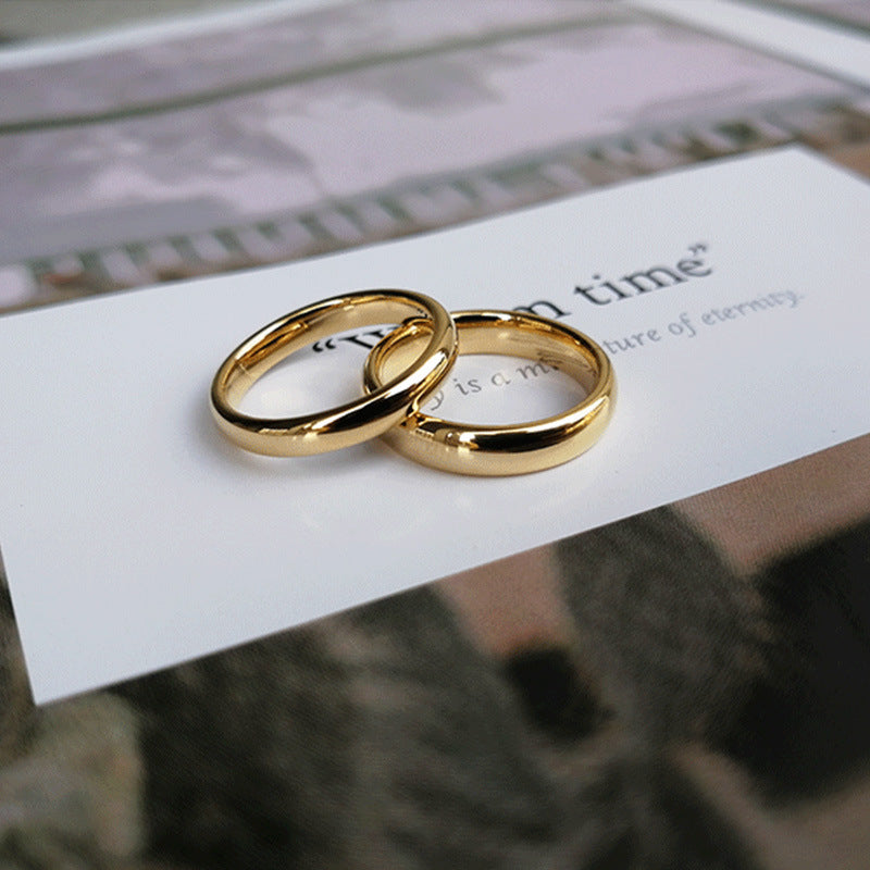 Bagues de couple en acier tungstène cercle uni brillant pour hommes et femmes