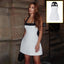 Mini-robe blanche sexy sans manches à licou noir, épaules dénudées, décontractée, style Lolita Y2K, printemps-été