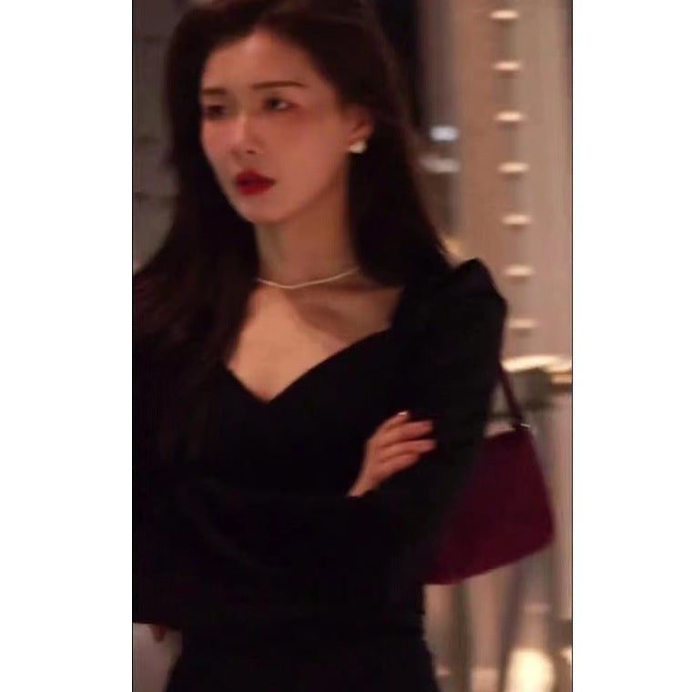 Robe en velours doré à la mode pour femme