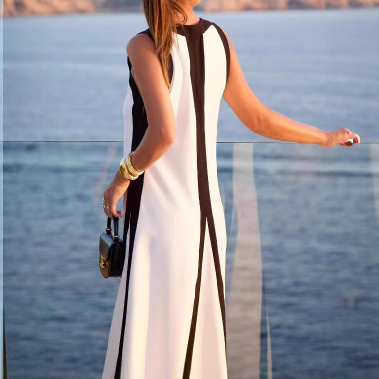Nouvelle robe décontractée pour femme à couleurs contrastantes