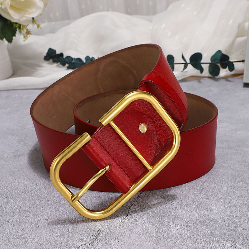 Ceinture large en cuir de vache pour femme