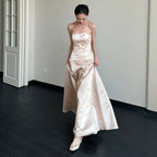 Nouvelle Robe de Mariée Tendance en Satin Français Simple pour Séance Photo de Voyage de Niche