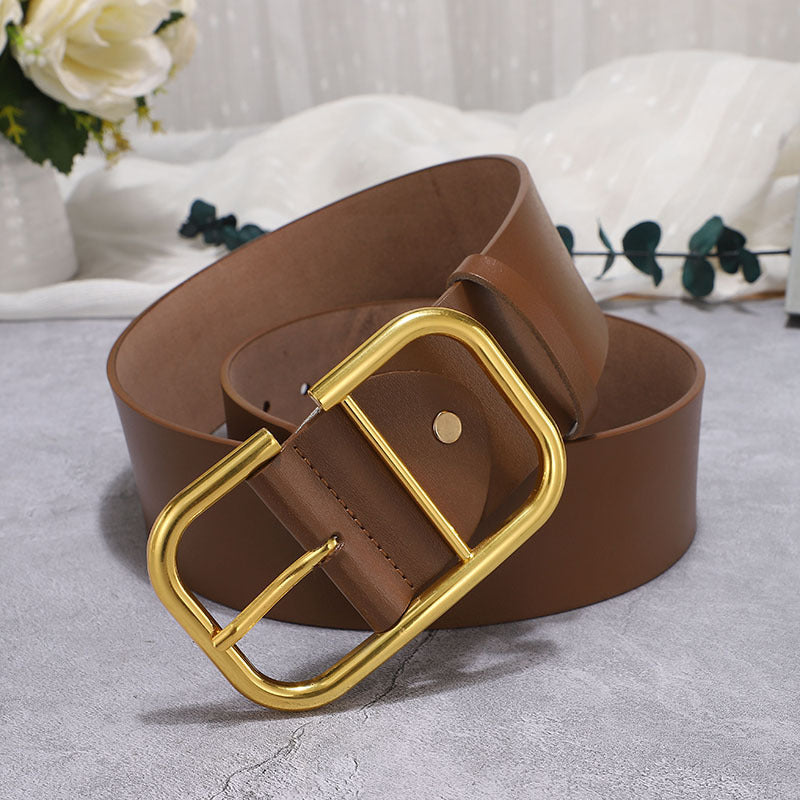 Ceinture large en cuir de vache pour femme