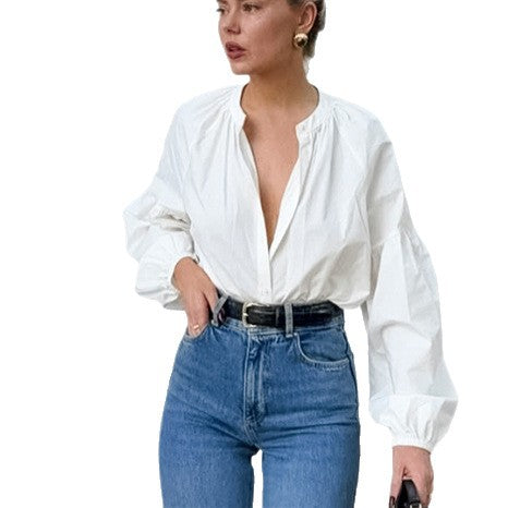 Chemisier ample col rond haut de gamme femme