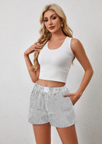 Shorts rayés décontractés individuels de mode pour femmes