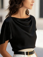 T-shirt décontracté à manches courtes et col rond pour femme