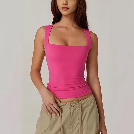 Débardeur côtelé à encolure carrée Vêtements Femme