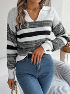 Pull en tricot rayé à la mode pour femme