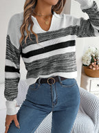 Pull en tricot rayé à la mode pour femme