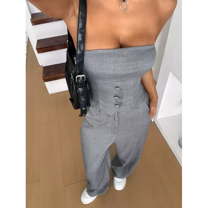 Ensemble gilet sans manches col V et pantalon de costume pour les trajets professionnels en Europe et aux États-Unis