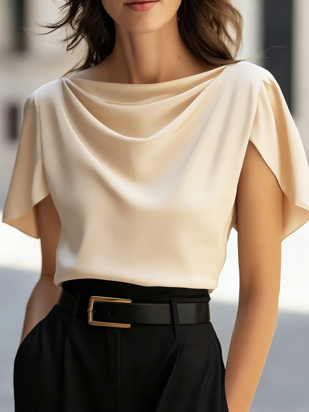 T-shirt décontracté à manches courtes et col rond pour femme