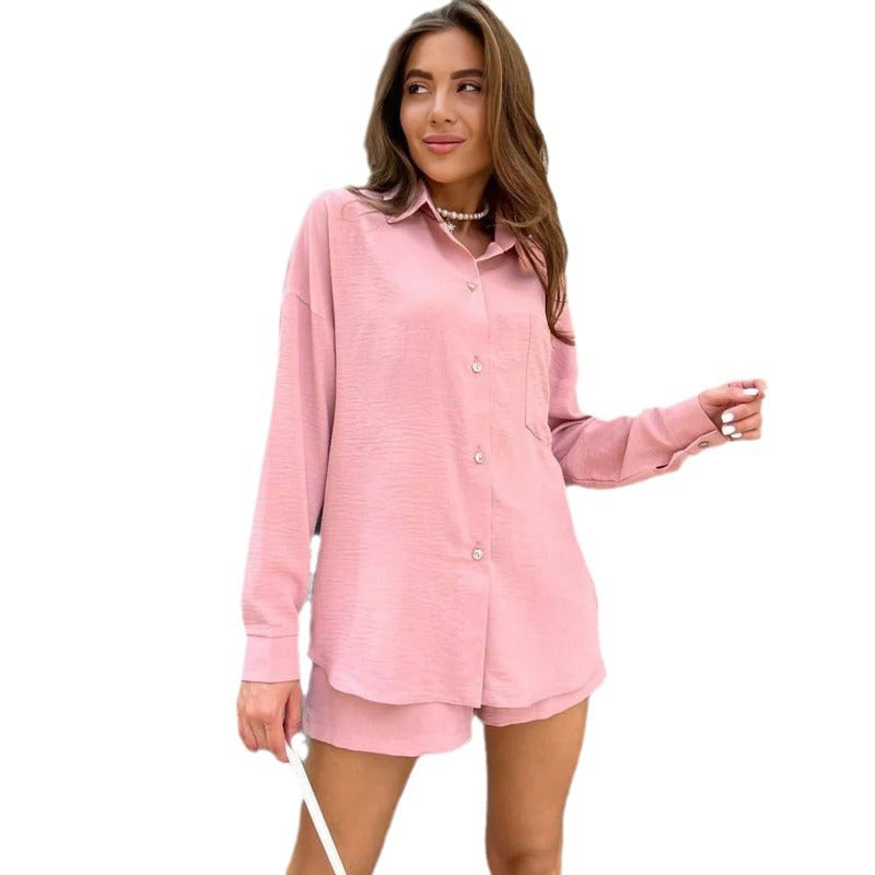 Ensemble deux pièces de shorts d'été à lacets et chemise ample en lin décontracté à la mode pour femmes de style européen et américain