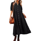 Robe décontractée boutonnée à manches longues pour femmes
