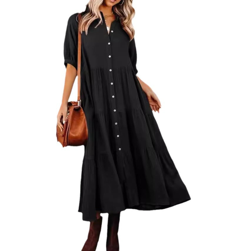 Robe décontractée boutonnée à manches longues pour femmes
