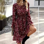 Robe longue imprimée à manches longues pour femmes