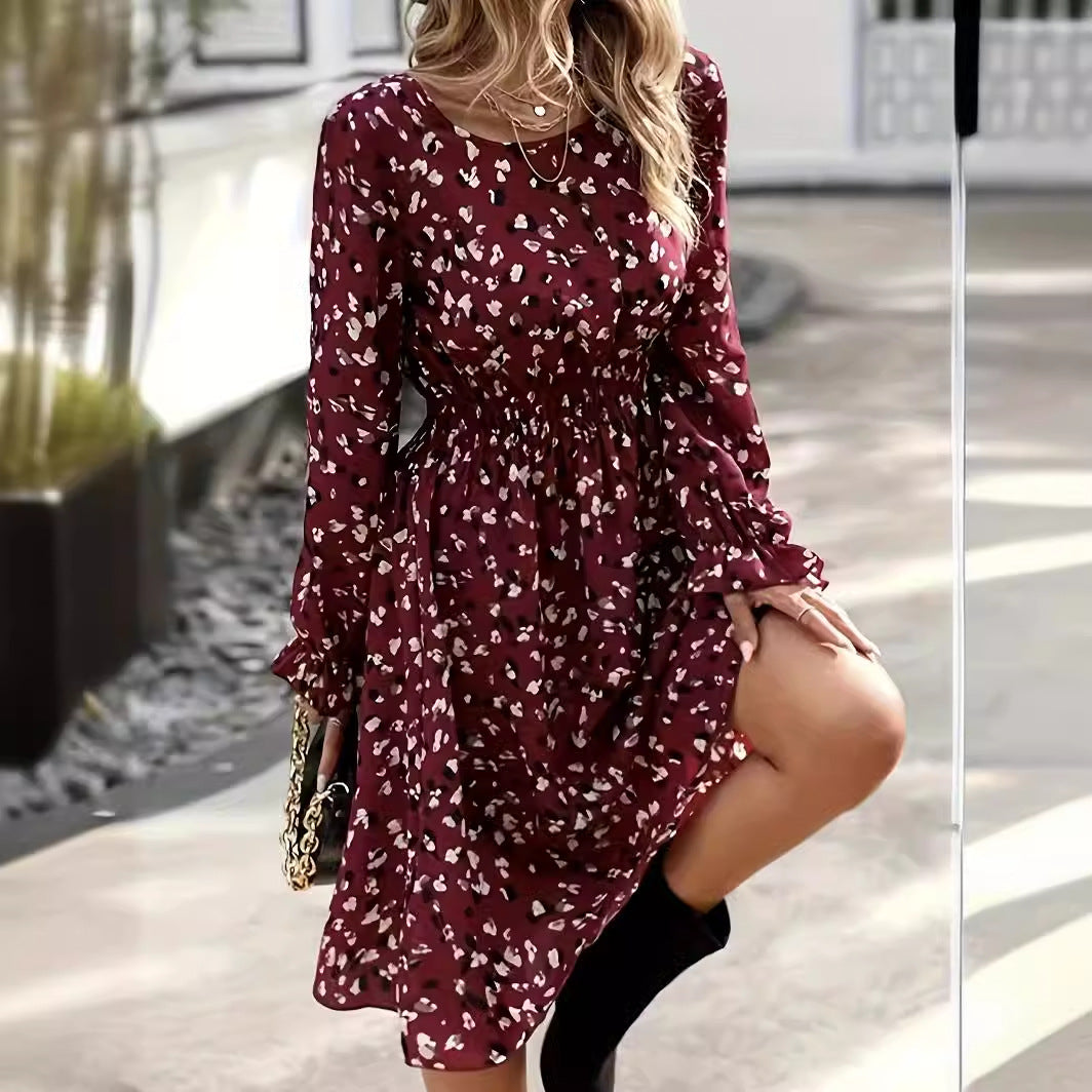 Robe longue imprimée à manches longues pour femmes