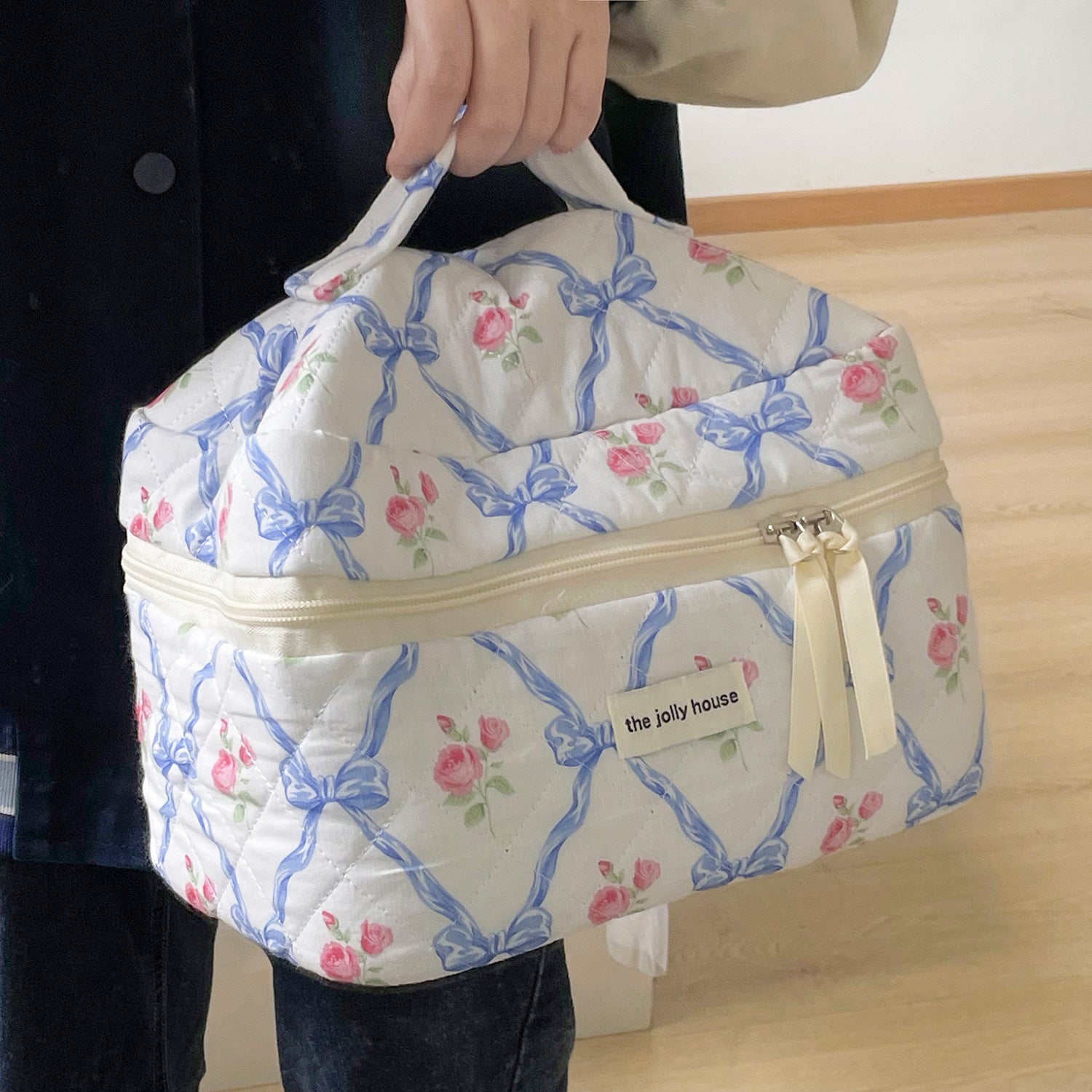 Trousse de maquillage grande capacité à nœud papillon