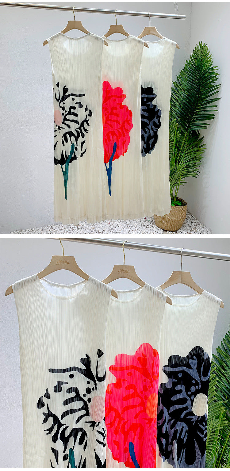 Robe Gilet sans Manches Imprimée Ample d'Été