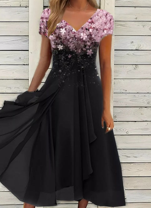 Robe en mousseline florale patchwork pour femme