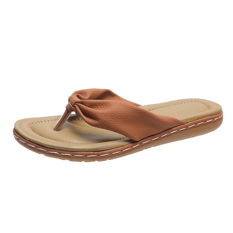 Claquettes Tongs Sandales D'Été Plates De Plage Pour Femmes À Bout Ouvert Et Nœud
